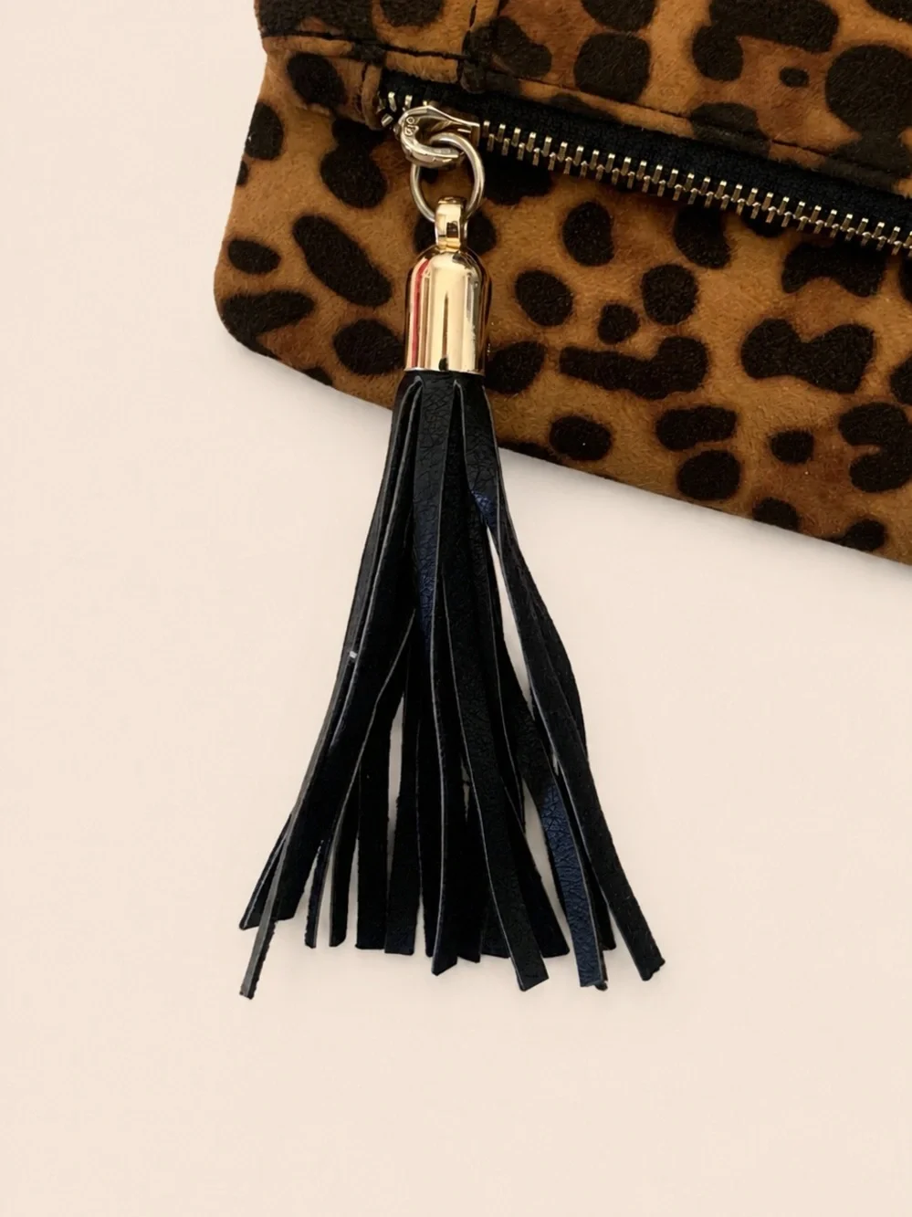 Sole Society Leopard Print Fold-Over Clutch with Tassel